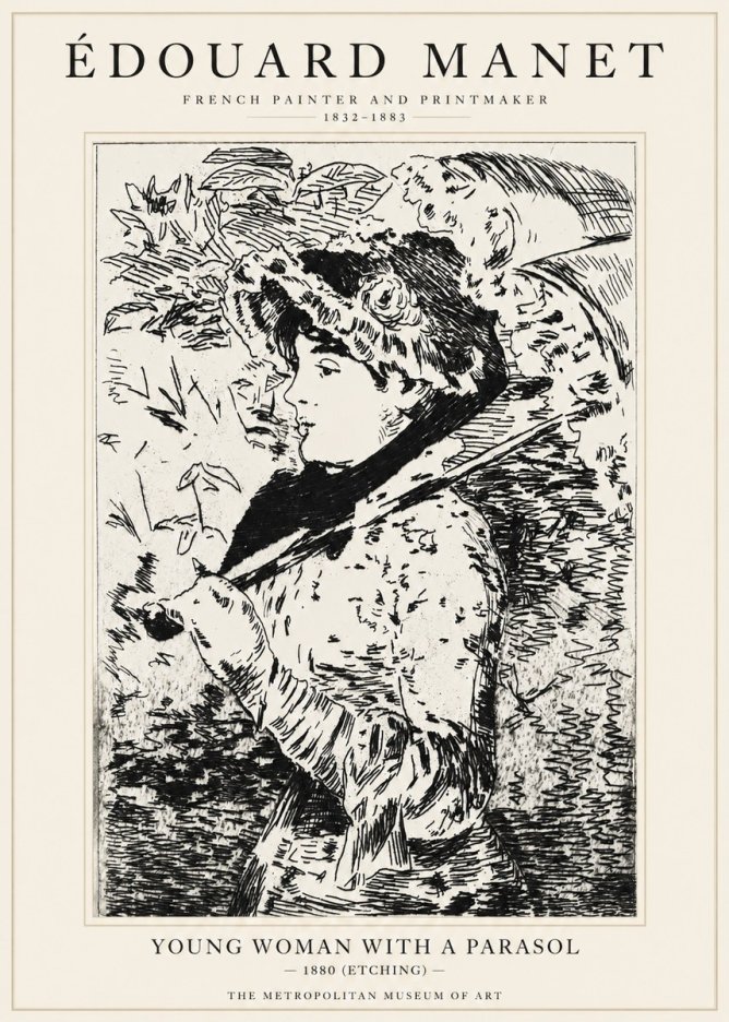 Édouard Manet Young Woman with a Parasol No1 - Poster