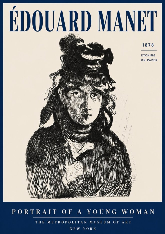 Édouard Manet Portrait of a Young Woman I No4 - Poster