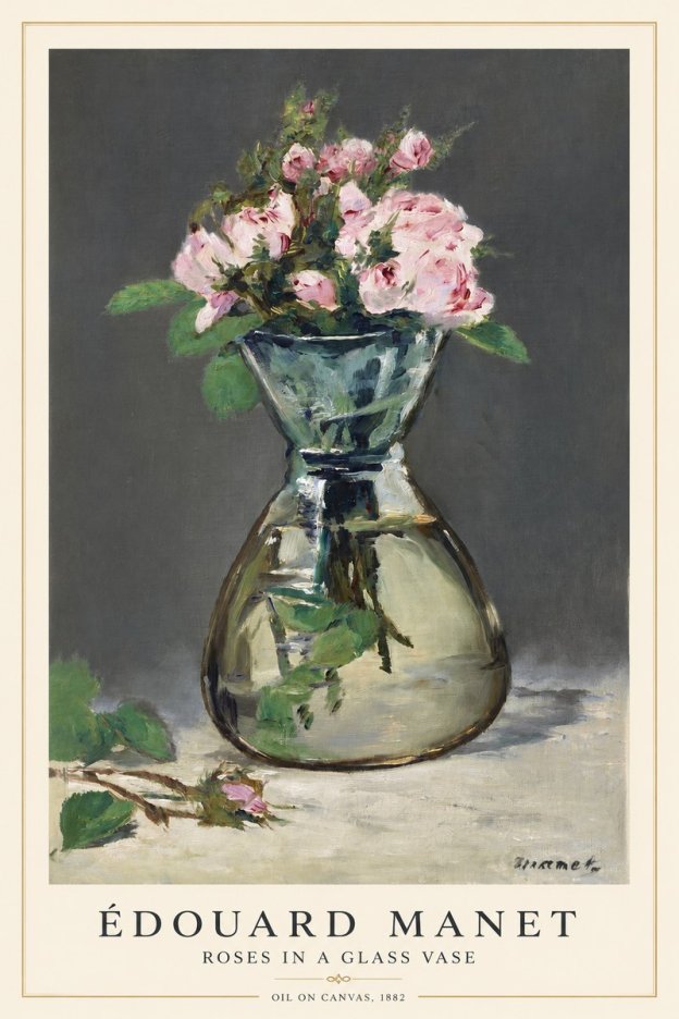 Édouard Manet Roses in a Glass Vase II No1 - Poster