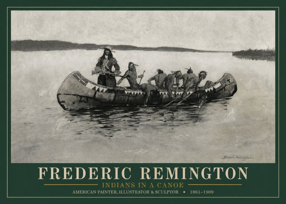 Frederic Remington Indians in a Canoe No3 - Poster