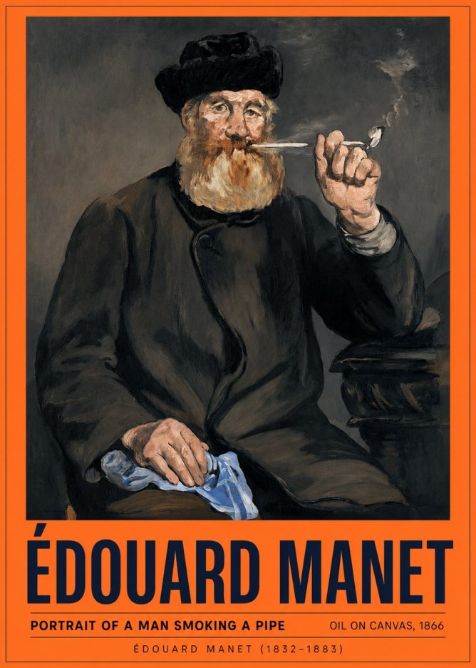 Édouard Manet Portrait of a Man Smoking a Pipe No2 - Poster