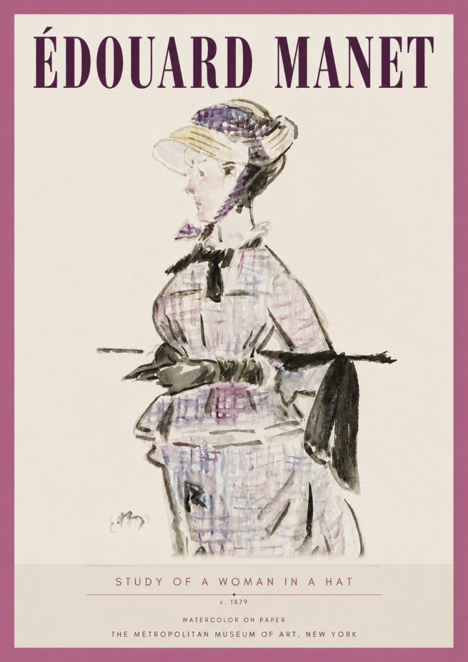 Édouard Manet Study of a Woman in a Hat No4 - Poster