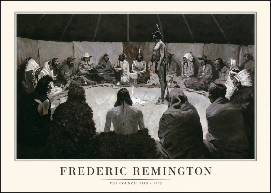 Frederic Remington The Council Fire II No1 - Poster