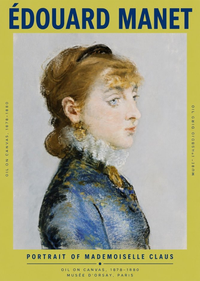 Édouard Manet Portrait of Mademoiselle Claus No4 - Poster