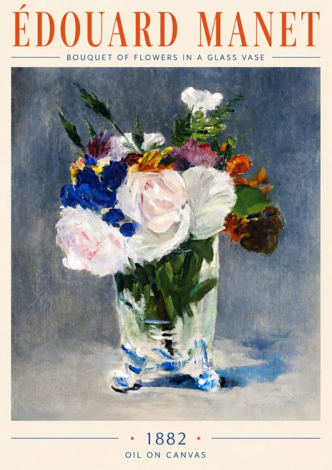 Édouard Manet Bouquet of Flowers in a Glass Vase No6 - Poster