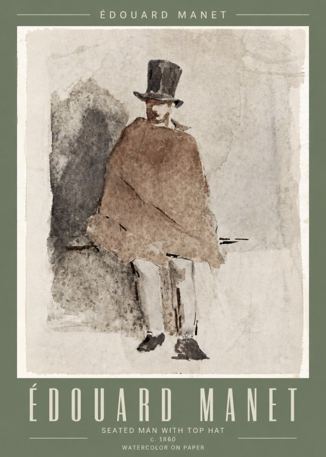 Édouard Manet Seated Man with Top Hat No4 - Poster