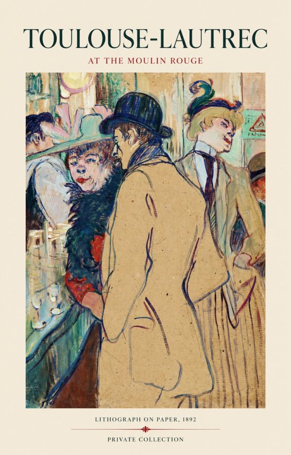 Toulouse-Lautrec At the Moulin Rouge II No1 - Poster