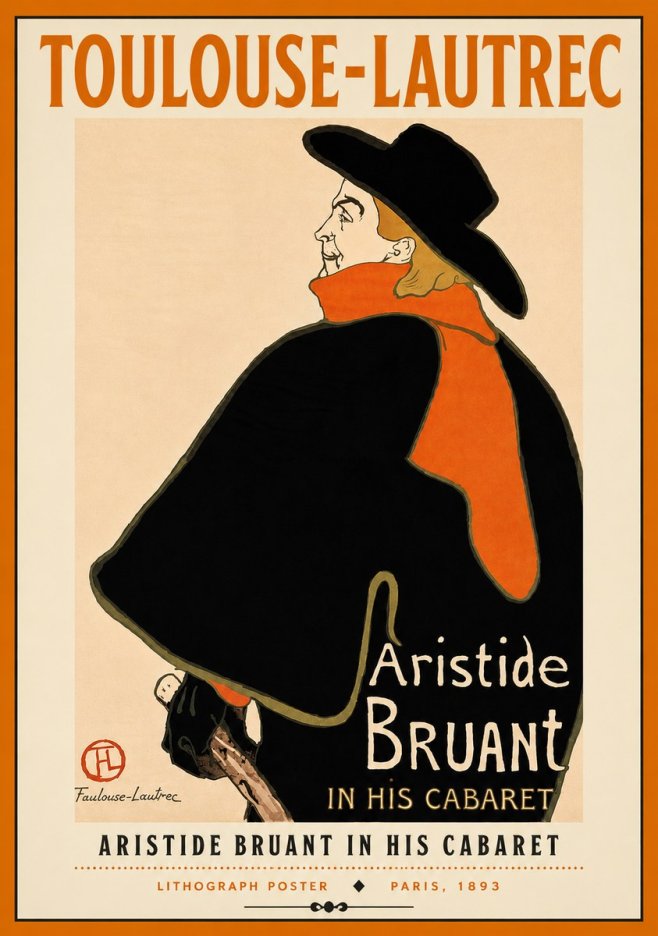 Toulouse-Lautrec Aristide Bruant in His Cabaret II No4 - Poster