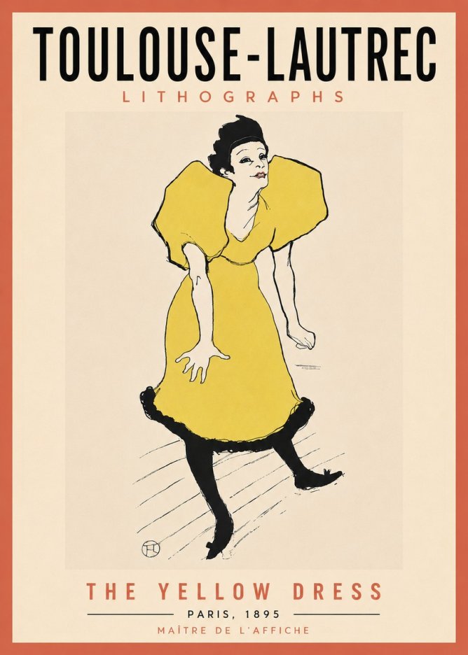 Toulouse-Lautrec The Yellow Dress No6 - Poster