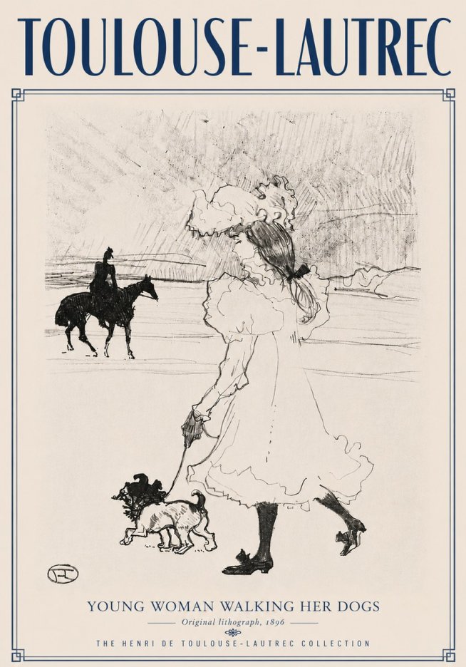 Toulouse-Lautrec Young Woman Walking Her Dogs No6 - Poster