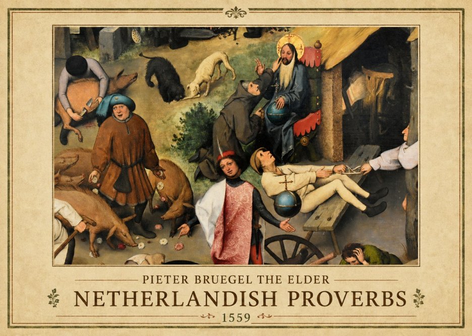 Pieter Bruegel Netherlandish Proverbs IV No1 - Poster