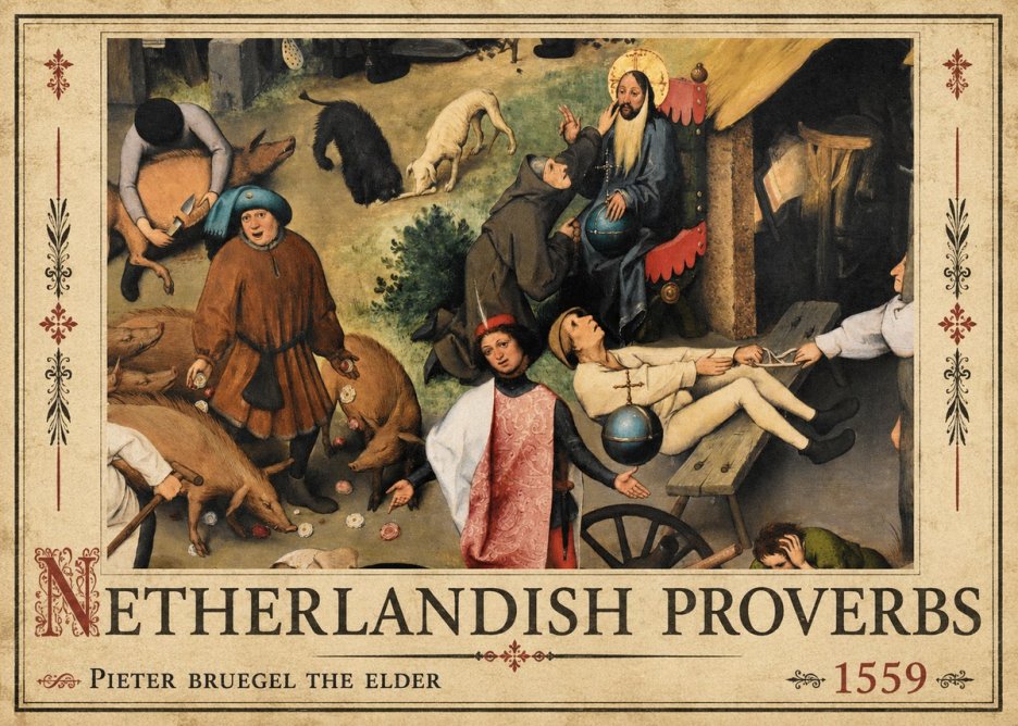 Pieter Bruegel Netherlandish Proverbs IV No2 - Poster