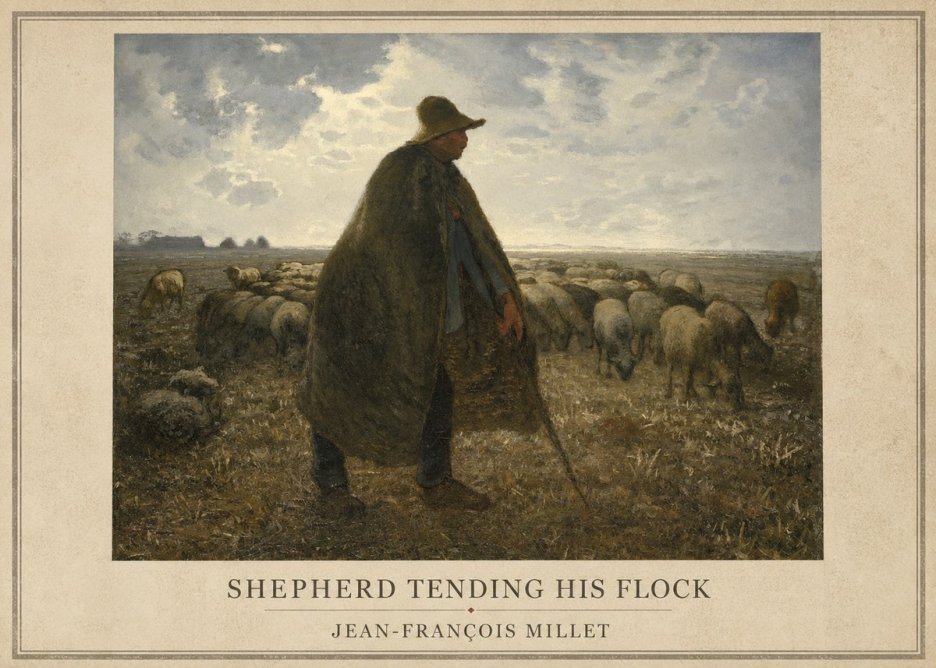 Jean-François Millet Shepherd Tending His Flock No1 - Poster