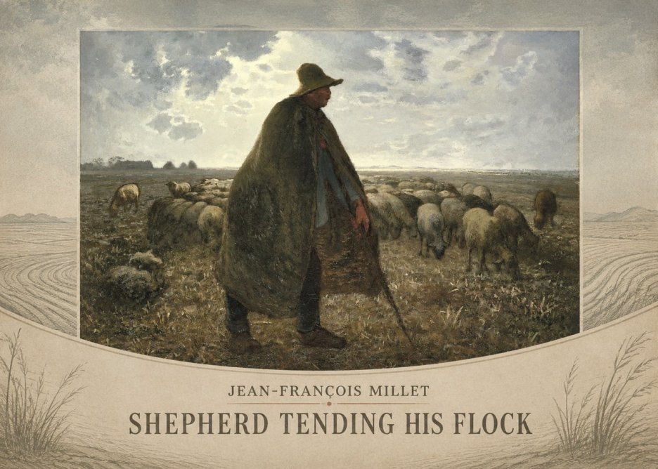 Jean-François Millet Shepherd Tending His Flock No3 - Poster