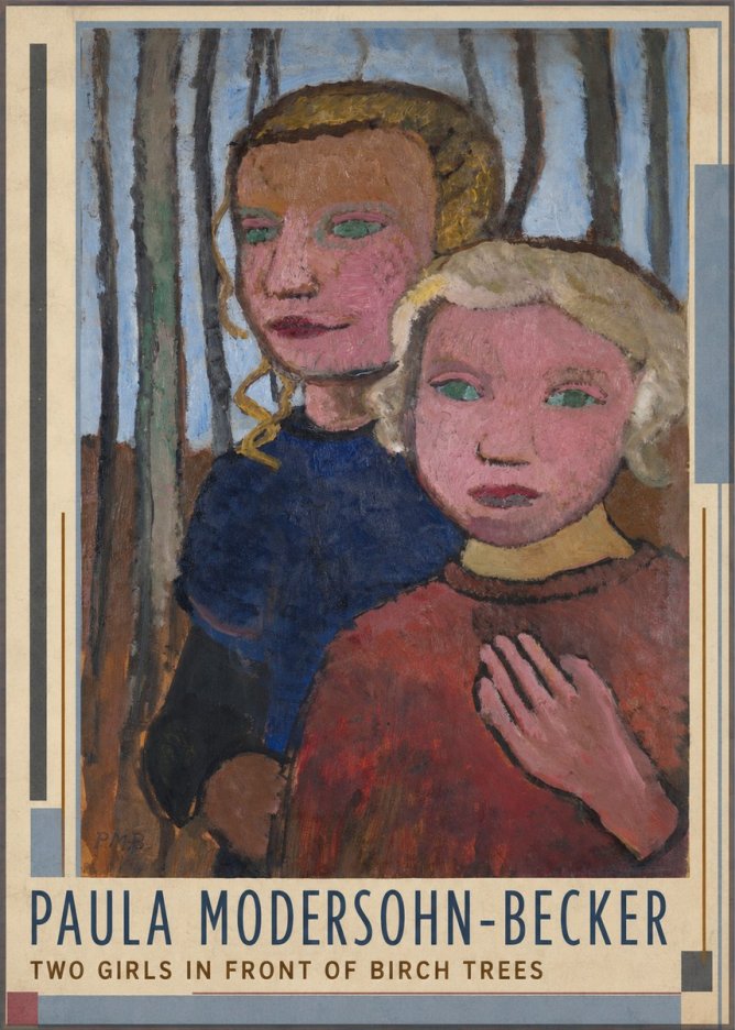 Paula Modersohn-Becker Two Girls in Front of Birch Trees No1 - Poster