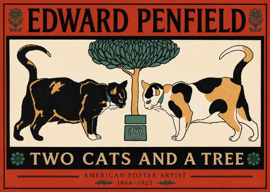 Edward Penfield Two Cats and a Tree No6 - Poster