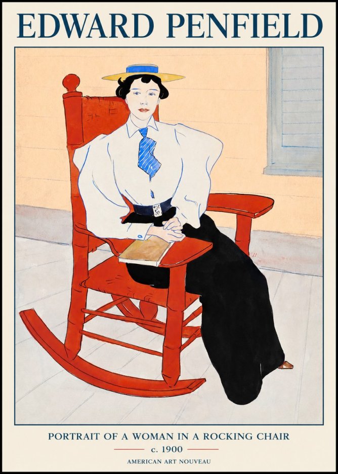 Edward Penfield Portrait of a Woman in a Rocking Chair No1 - Poster