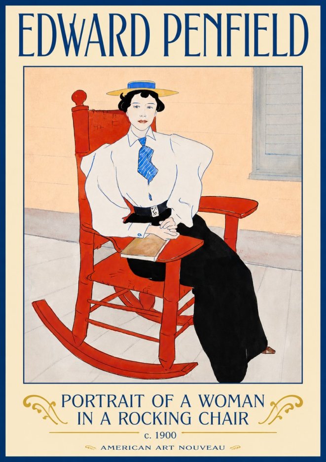 Edward Penfield Portrait of a Woman in a Rocking Chair No3 - Poster