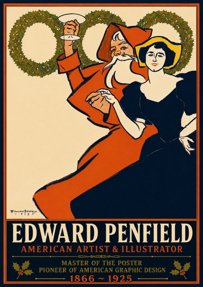 Edward Penfield Christmas. Cheer No6 - Poster
