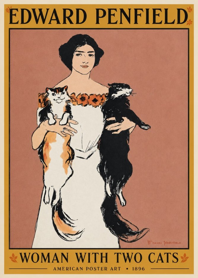 Edward Penfield Woman with Two Cats No3 - Poster