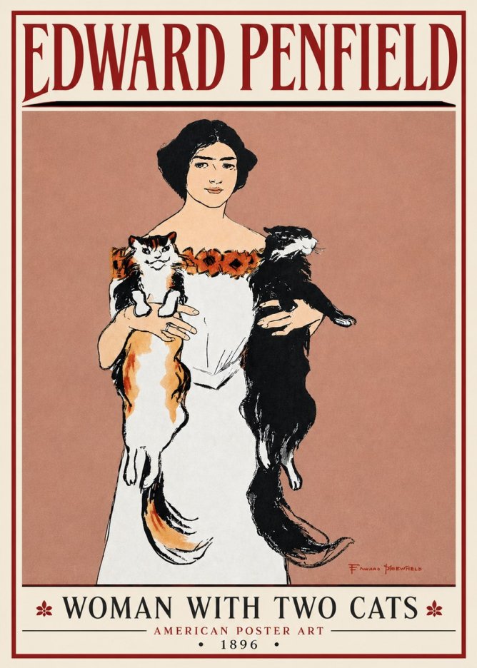 Edward Penfield Woman with Two Cats No4 - Poster