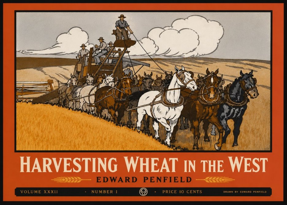Edward Penfield Harvesting Wheat in the West No2 - Poster