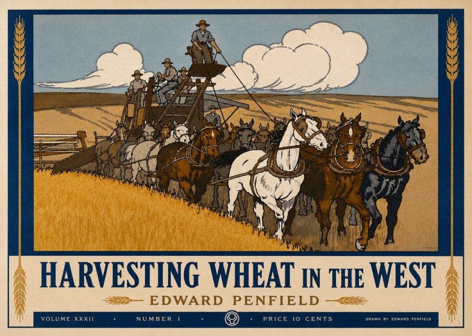 Edward Penfield Harvesting Wheat in the West No3 - Poster