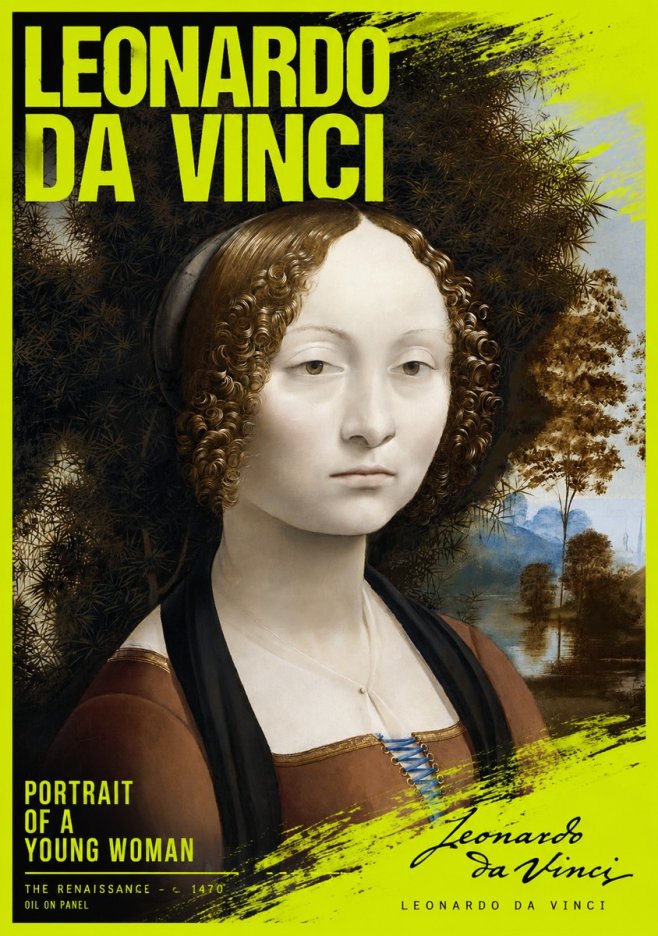 Leonardo da Vinci Portrait of a Young Woman I No2 - Poster