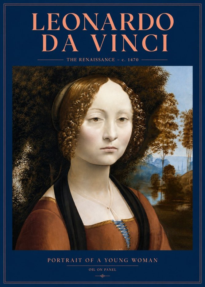 Leonardo da Vinci Portrait of a Young Woman I No3 - Poster