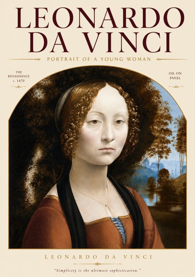 Leonardo da Vinci Portrait of a Young Woman I No4 - Poster