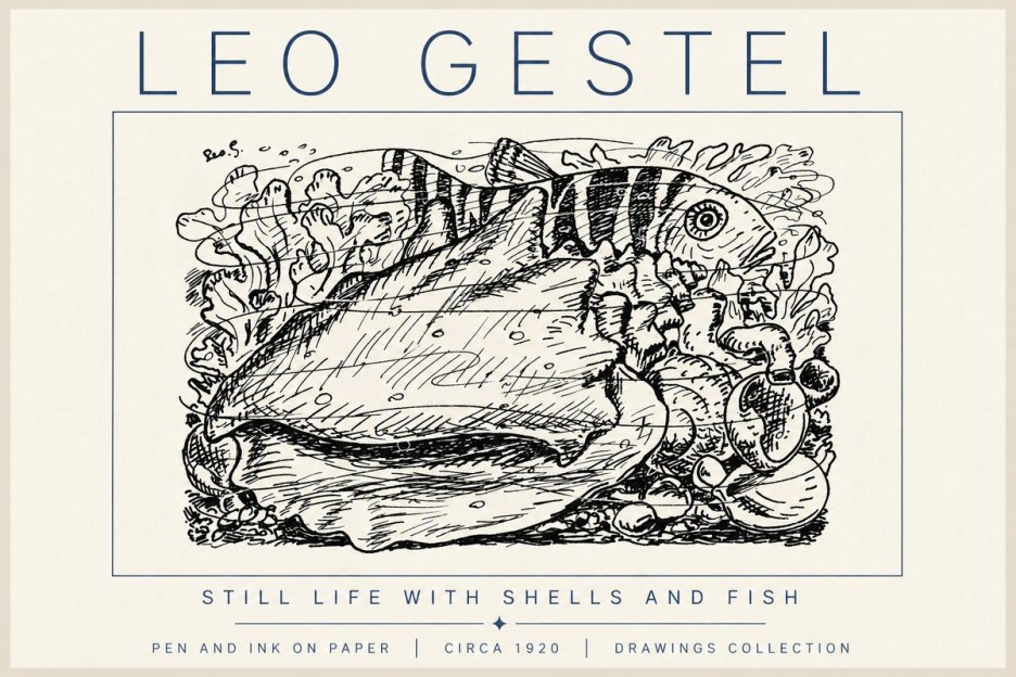 Leo Gestel Still Life with Shells and Fish No6 - Poster