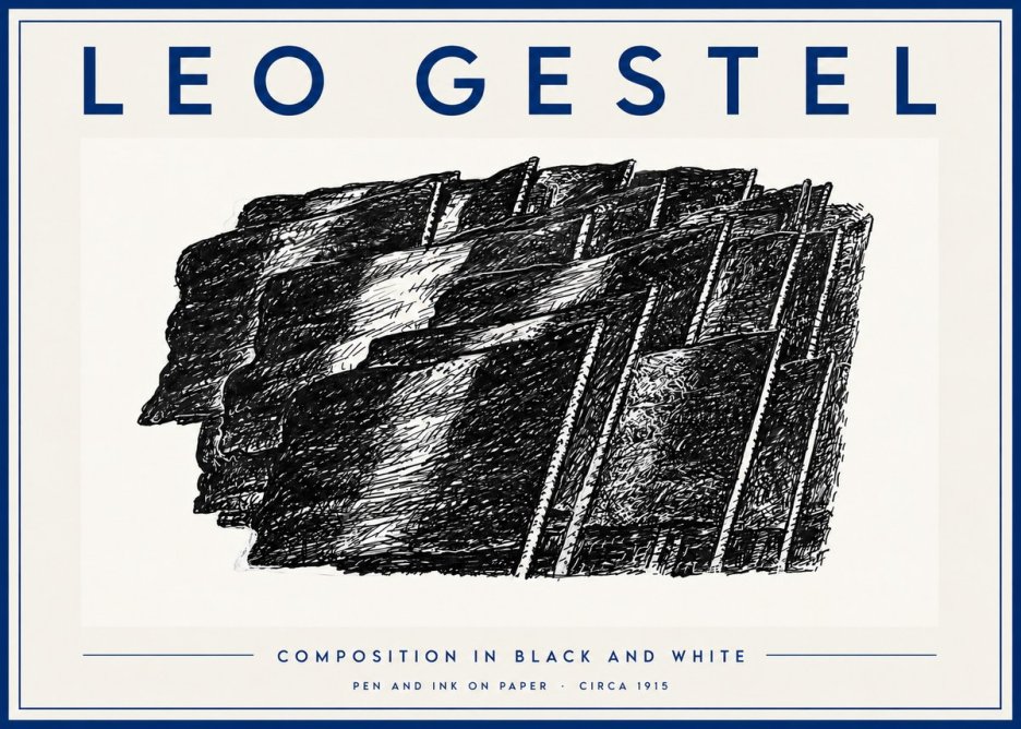 Leo Gestel Composition in Black and White No5 - Poster