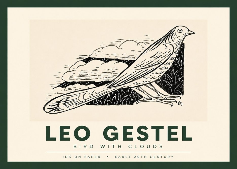 Leo Gestel Bird with Clouds No4 - Poster