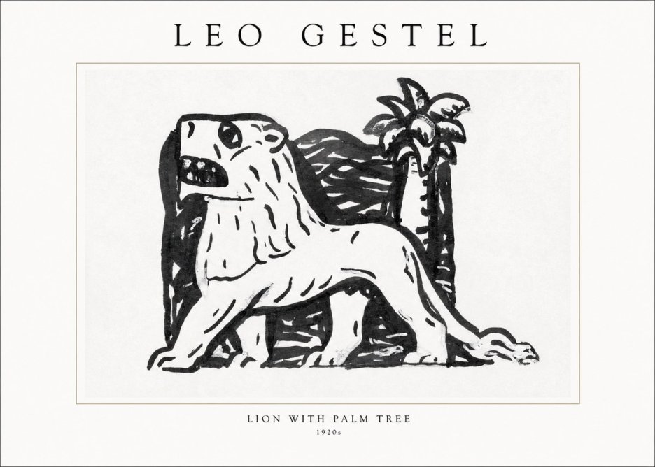 Leo Gestel Lion with Palm Tree No1 - Poster