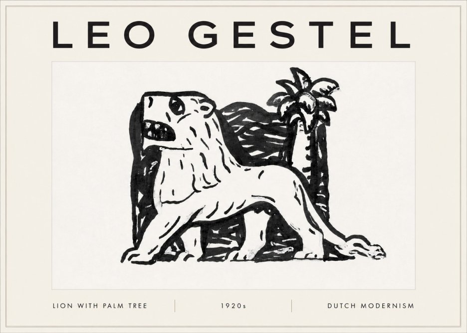 Leo Gestel Lion with Palm Tree No5 - Poster