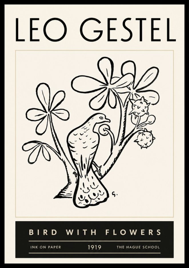 Leo Gestel Bird with Flowers No6 - Poster