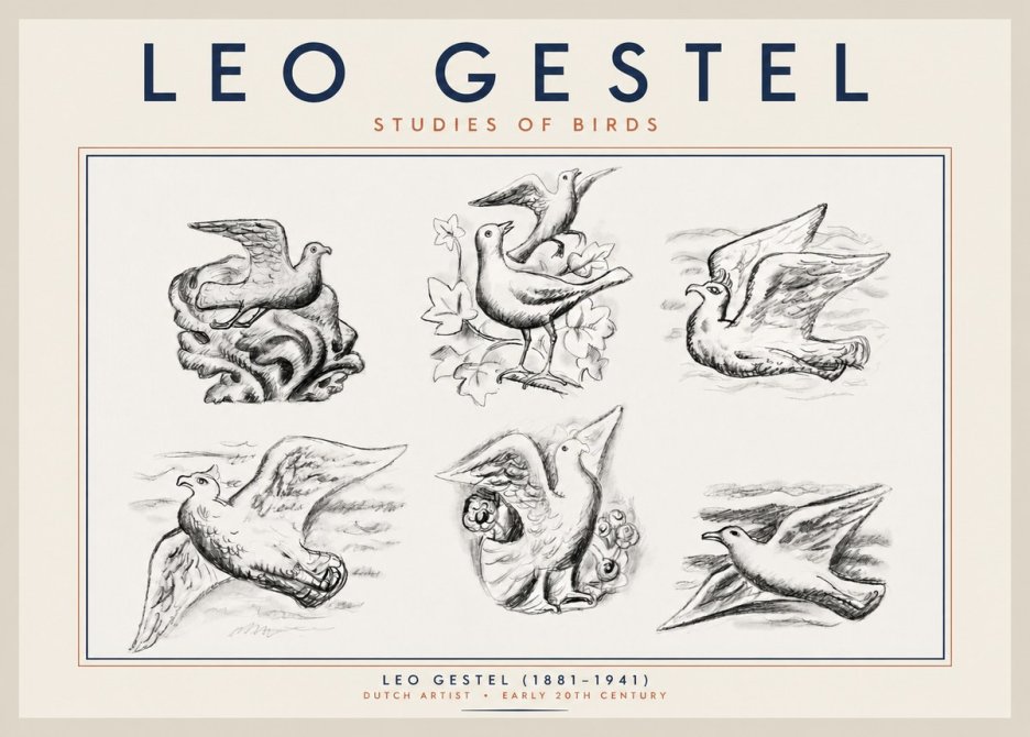 Leo Gestel Studies of Birds No2 - Poster
