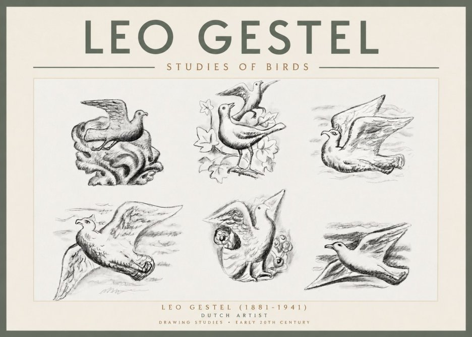 Leo Gestel Studies of Birds No3 - Poster