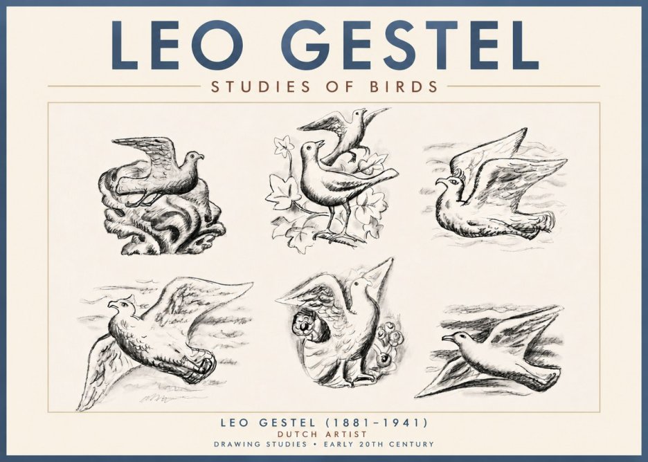 Leo Gestel Studies of Birds No4 - Poster