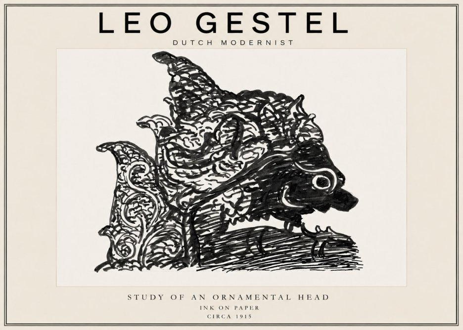 Leo Gestel Study of an Ornamental Head No3 - Poster