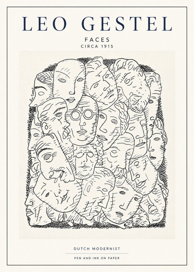 Leo Gestel Heads Ink Drawing No4 - Poster