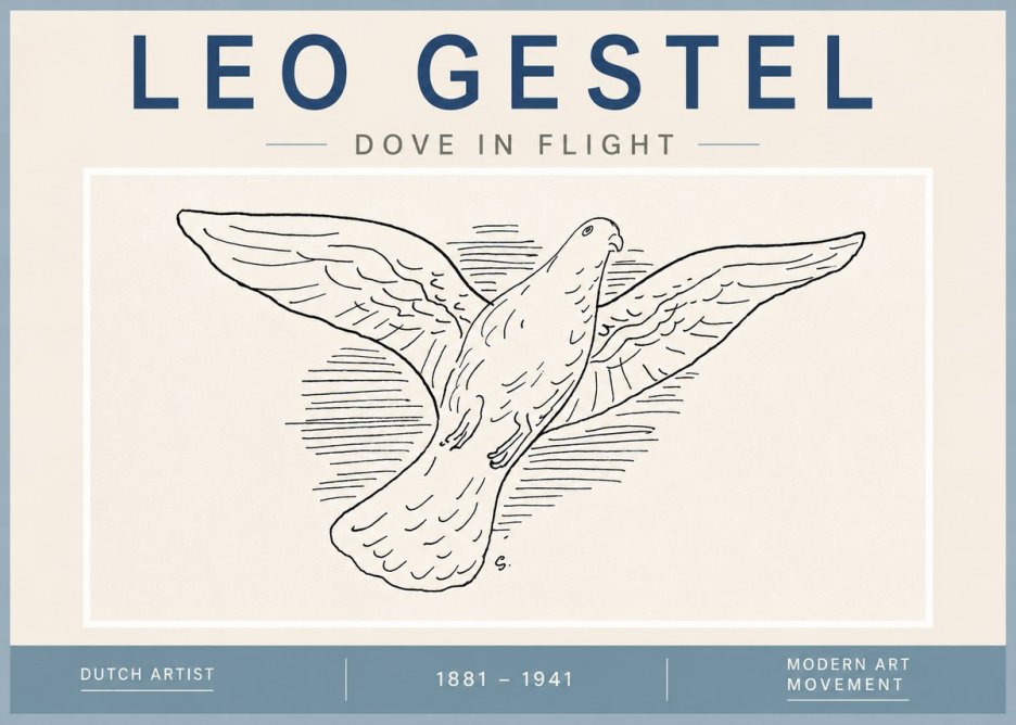 Leo Gestel Dove in Flight No4 - Poster