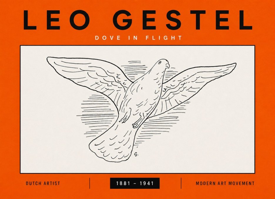 Leo Gestel Dove in Flight No5 - Poster