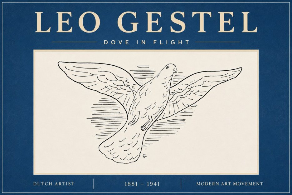 Leo Gestel Dove in Flight No6 - Poster