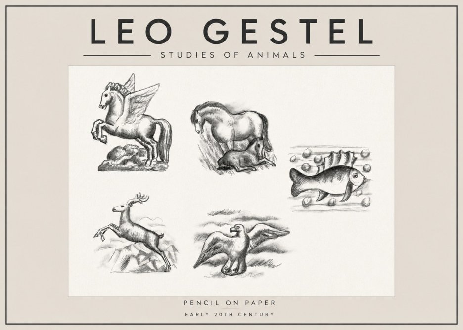 Leo Gestel Studies of Animals No4 - Poster
