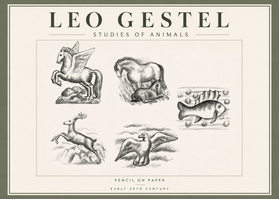 Leo Gestel Studies of Animals No5 - Poster