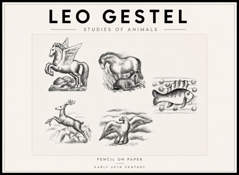 Leo Gestel Studies of Animals No6 - Poster
