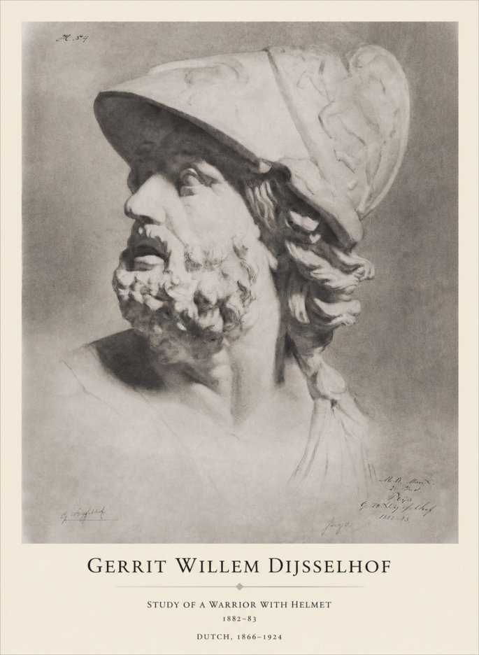 Gerrit Willem Dijsselhof Study of a Warrior with Helmet No1 - Poster