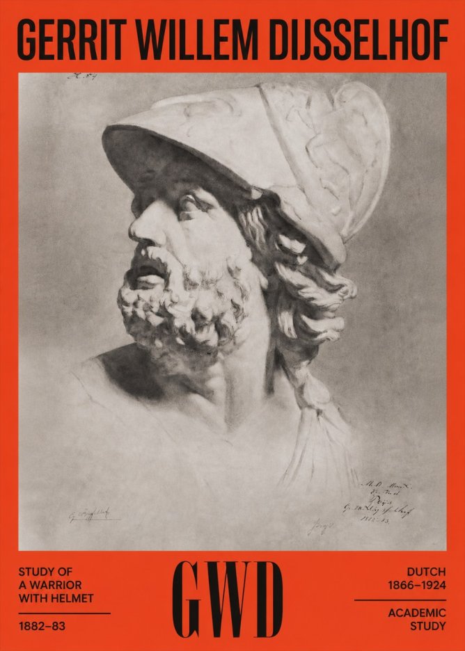 Gerrit Willem Dijsselhof Study of a Warrior with Helmet No2 - Poster