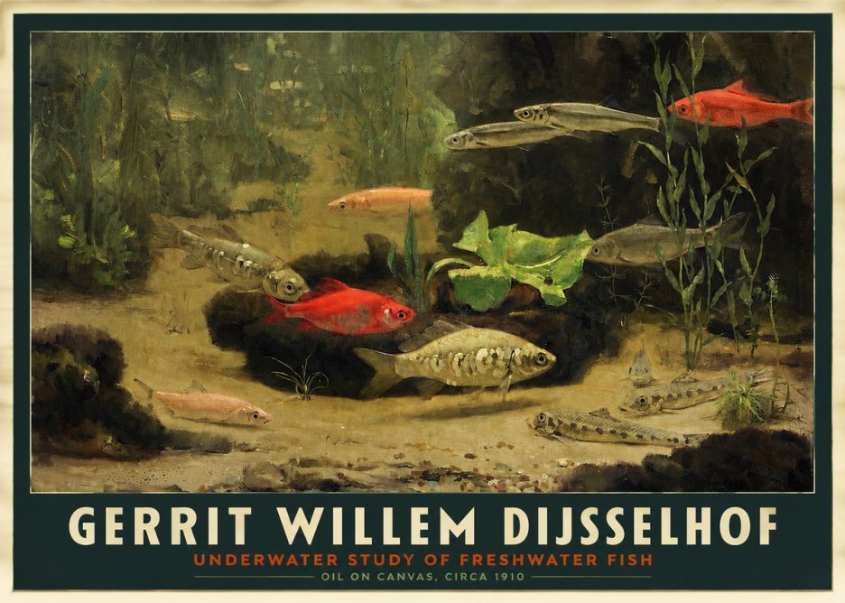 Gerrit Willem Dijsselhof Underwater Study of Freshwater Fish No2 - Poster